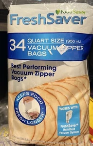 FoodSaver FreshSaver Quart-sized Vacuum Zipper Bags 34ct New - Picture 1 of 1