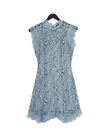 Topshop Women's Midi Dress Uk 8 Blue Cotton With Nylon, Polyester A-line