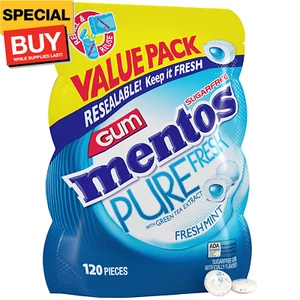 Pure Fresh Sugar-Free Chewing Gum with Xylitol, Fresh Mint, 120 Piece Bulk Resea - Picture 1 of 5