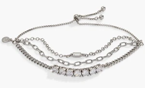 Alex & Ani Layered Bolo Stack CZ Tennis/Paperclip Multi-Chain Bracelet NWT Slide - Picture 1 of 3