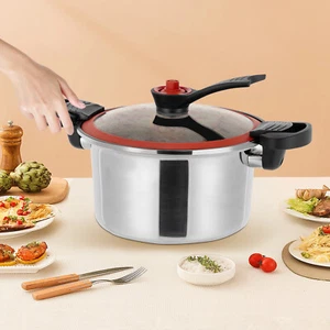 Micro Pressure Cooker Non-Stick Pot Stainless Steel Pressure Cooker Silver - Picture 1 of 20