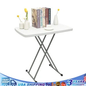 Indoor Single Folding Table Rectangular White Snack Desk Laptop Tray Table - Picture 1 of 10