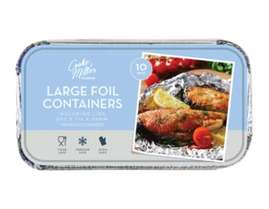 Large Foil Containers & Lids 10pk 750 ML - Picture 1 of 2