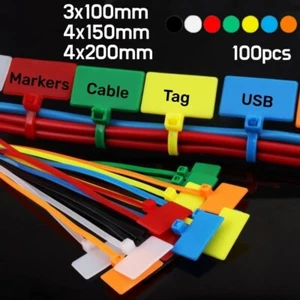 Coloured Cable Tie Marker ID Tie With Write On Tab Label Tag Wire Wiring - Picture 1 of 15