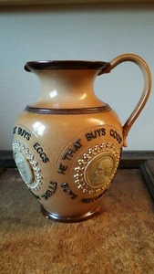 ANTIGUO DOULTON LAMBETH GRES LEMA JARRA - EL QUE COMPRA BUENA CERVEZA NADA MÁS - Imagen 1 de 10