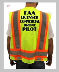 LICENSED COMMERCIAL DRONE PILOT SAFETY VEST HI-VISIBILITY REFLECTIVE #7 - Picture 1 of 7