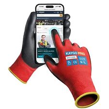 Safety Work Gloves PU Coated for Men and Women- KG11PB,6 Pairs,Seamless Knit ...