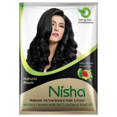 Nisha Hair Color Mehndi Natural Black 10 gm Pack of 10 Pouch - Image 1 of 3