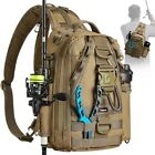 Piscifun Fishing Tackle Backpack with Rod & Gear Holder, Lightweight Outdoor ...