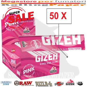 Gizeh Rosa King Size Extra Fino - 50 Libretti Cartine Lunghe Rosa - Imagen 1 de 3