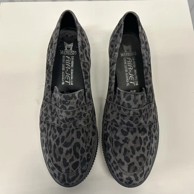 Zapatos Mocasines Mephisto Ermia Gris Leopardo Gamuza Mujer Talla US 7 Foto 1 de 4