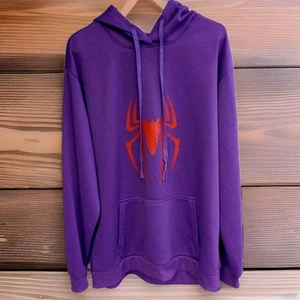 Spiderman Inspired Hooded Sweatshirt Printed Red Spider Purple &Red Men's sz XXL - Picture 1 of 8