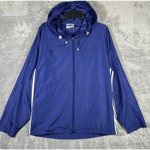 Chaqueta cortavientos Adidas vintage cremallera completa con capucha rayas azules para hombre talla S Y2K - Imagen 1 de 8