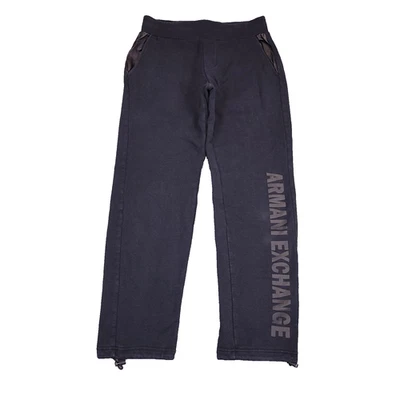 A|X Armani Exchange Joggers Sz XS 28x27 Fleece Lined Faux Leather Trim Spellout - Image 1 of 4