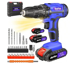 Cordless Drill 45Nm Electric Screwdriver Drill Combi Driver Set 2 X Battery - Picture 1 of 8