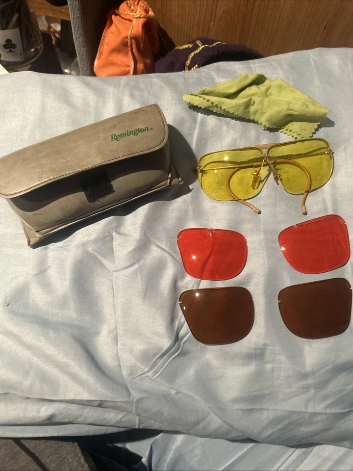 Óculos de Tiro Remington Aviator com Estojo 3 Conjuntos de Lentes, Vermelho Marrom Amarelo NOS - Imagem 1 de 2