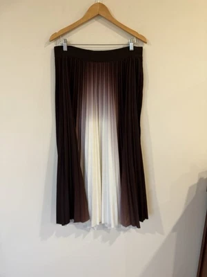 Falda midi plisada para mujer Reiss Emiliana Ombre talla 12 chocolate declaración boho Foto 1 de 4