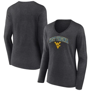 Women's Charcoal West Virginia Mountaineers Campus Long Sleeve V-Neck T-Shirt - Picture 1 of 3