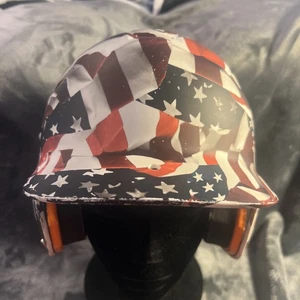 Schutt Softball Batting Helmet 324200 Patriotic Red White Blue Flag EUC FR SHIP - Picture 1 of 10