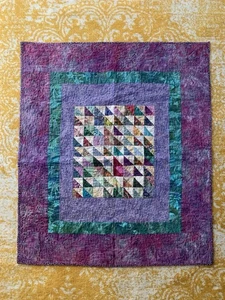 Vtg Handmade Baby Infant Crazy Quilt Blanket Boho One of a Kind Small 31 X 27 - Picture 1 of 5