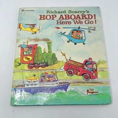 Hop Aboard Richard Scarry Children Big Book Board Car Train Plane Kid Picture - Image 1 of 4