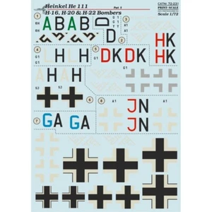 Print Scale 72-231 Decal Flugzeug 1:72 Heinkel He 111 H-16, H-20 & H-22 Bomber - Bild 1 von 24
