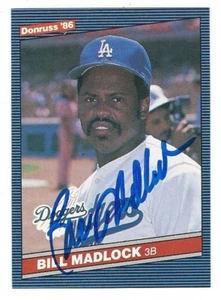 Autographed BILL MADLOCK Los Angeles Dodger 1986 Donruss Card #617 wShow ticket - Picture 1 of 1