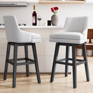 30" Fabric Bar Stools Set of 2/4 Counter Height Bar Stools Swivel Kitchen Chairs - Picture 1 of 25