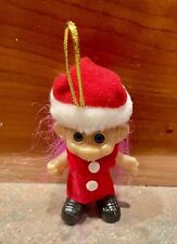 Troll Doll In Santa Hat & Pink Hair Vintage Christmas Ornament  Russ Brand 