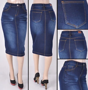 Neu Stretch-Denim 28" wadenlang BLEISTIFT 5 Taschen dunkle Waschung für Damen #WG-77239 - Bild 1 von 6