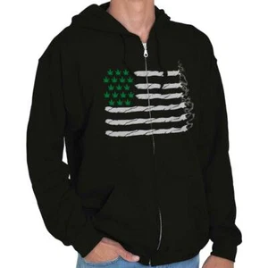 Funny Marijuana Stoner Blunt American Flag Sweatshirt Zip Up Hoodie Men Women - Picture 1 of 8