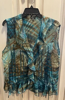 Blusa Piano Para Mujer Sin Mangas Talla XL Azul Con Cinta Decoración En La Parte Frontal Foto 1 de 4