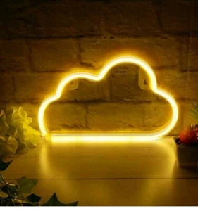 White Cloud LED Neon Light Sign Wall Light Stand Bar Lamp Home Nursery Room - Picture 1 of 2
