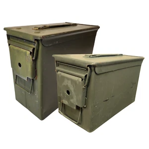 Used U.S. G.I. PA19 Tall 50 Cal And M2A1 50 Cal Ammo Can Boxes *mocinc.1982* - Picture 1 of 3