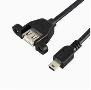 25cm USB 2.0 A Female Socket Panel Mount To Mini 5 Pin B Male Data Adapter Cable - Picture 1 of 4