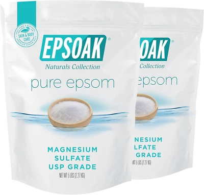 Sal de Epsoak Epsom 10 libras (Cantidad. 2,5 Lb. Bolsas) Sulfato de magnesio USP Foto 1 de 4