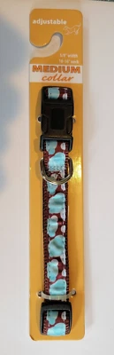 Medium Dog Collar 10"-16" Neck   5/8" Width Reflective Blue Heart-Like Dots Blob - Image 1 of 4