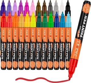 Paint Markers 24 Colors Oil-Based Paint Pens Paint Markers Waterproof Never Fade - Picture 1 of 6