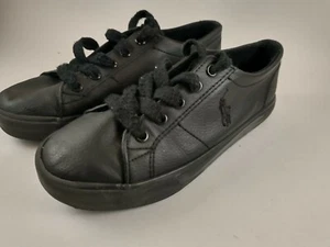 Polo Ralph Lauren Kids Scholar Lace Up Triple Black Shoes 13.5 - Picture 1 of 9