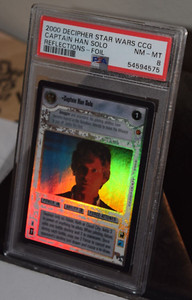 PSA 8 - Captain Han Solo - Super Rare Foil - Reflections - Star Wars CCG - NM-MT