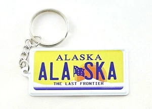 Alaska License Plate Aluminum Ultra-Slim Souvenir Keychain 2.5"x1.25"x0.06" - Picture 1 of 1