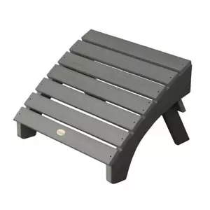 Highwood Outdoor Ottoman 19.8" Rust Resistant Coastal Teak Recycled Plastic Gray - Picture 1 of 7