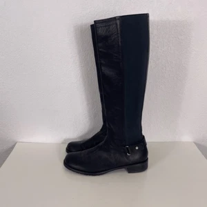 Stuart Weitzman Black Leather Tall Pull On Riding Boots - Picture 1 of 8