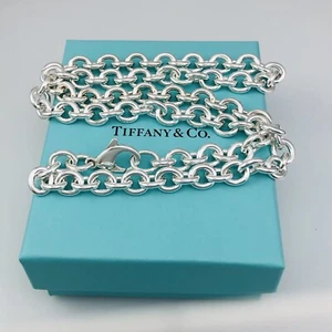 Tiffany & Co 18" Silber Runde Glieder Rolo Kette Halskette Herren Unisex - Bild 1 von 7