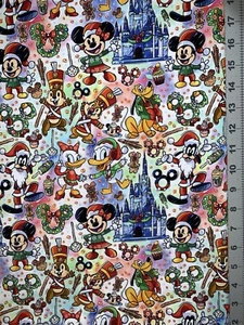 Mickey Mouse & Friends Christmas Custom Fabric Fat Quarter 18x28” Cotton Spandex - Picture 1 of 2
