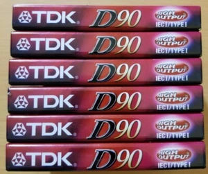 TDK D90 Cassette vuote ad alta uscita IECI/Type I lotto di 6 NUOVE sigillate - Foto 1 di 3