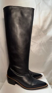 John Lewis Leather Boots Womens UK 6 / 39 Sainte Knee High Slip On Western - Picture 1 of 22