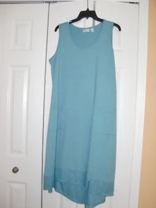 Women~LOGO LOUNGE by LORY GOLDSTEIN~TEAL~POCKETS ~SLEEVELESS~TERRY DRESS Size XL - Picture 1 of 9