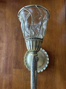 Vintage Home Interior Käfig Glas Wandleuchter Kerzenhalter Antik Gold Finish - Bild 1 von 9