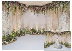 12x8ft Wedding Backdrop for Cradle Ceremony Backdrop for Proposal Flowers Cur... - Picture 1 of 6